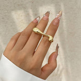 FASHIONABLE METAL IRREGULAR WATER DROP OPEN RING_CWMM3232