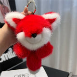 BIG FOX REAL MINK FUR BAG ORNAMENT CAR KEYCHAIN_CWMM2538