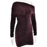Solid-Color Off-The-Shoulder Body-Hugging Dress