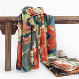 ELEGANT FLORAL FAUX CASHMERE SCARF WARM NECK WRAP_CWASC0446
