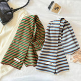 COLORFUL STRIPE KNIT SCARF SOFT TRENDY WINTER_CWASC1256