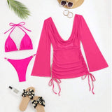 Women Mesh Blouse Swimsuit Three Piece Set_Cwmw0316