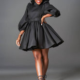 Fashionable And Elegant Puff Sleeve Waisted Dress_Cwdsd6144