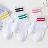 2 STRIPE COTTON MID SOCKS FOR WOMEN WHOLESALE_CWMS070