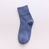 NEW SOLID COLOR HIGH CUFF WOMENS MID CALF SOCKS_CWMS1392