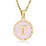 ROUND 18K GOLD STAINLESS STEEL 26LETTERS NECKLACE_CWAJE0683