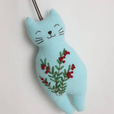 HAND EMBROIDERED RED BERRY CAT PLUSH CHARM_CWMM6021
