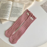 Women Flower Ear Edge Long Crew Socks_Cwms0420