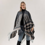 SHAWL FAUX CASHMERE CAPE FRINGED CAPE_CWASC2248