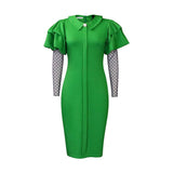 MESH AND PLEATED COMMUTER PLUS SIZE DRESS_CWDMD3678