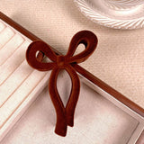 Solid Color Bow Flocking Hair Claw Clip _Cwaha07837