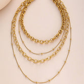 MULTI LAYERED BEAD NECKLACE WITH 18K GOLD PLATING_CWMM3674
