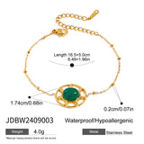 STAINLESS STEEL GREEN AGATE PENDANT BRACELET CHIC_CWAJE4705