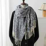 LEOPARD JACQUARD SCARF FAUX CASHMERE WINTER WRAP_CWASC0971