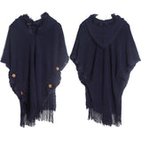 Women Poncho Sweater Cozy Cape With Hood