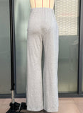 Solid Color Sag All-In-One Lace-Up Wide-Leg Pants