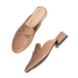 Versatile Mid-Heel Round Head Rivets Mules