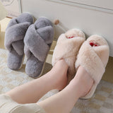 CROSS STYLE FAUX RABBIT FUR SLIPPERS FOR WOMEN_CWSHS0283
