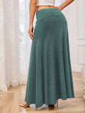Solid Color High Waist Base Long Textured Skirt