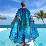 BOHO PRINT LONG BEACH COVER UP BIKINI SUN SHIELD_CWBLS0481