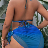 OMBRE BIKINI COVERUP THREE PIECE SWIMSUIT_CWMW0313