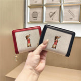Cute Embroidered Dachshund Zip Bifold Wallet_Cwab06201