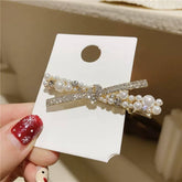 BOW HAIRPIN PEARL SIDE CLIP CROSS BANGS CLIP_CWAHA4662