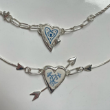 ARROW HEART NECKLACE 18K GOLD PAPERCLIP CHAIN_CWAJE4971