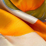 SILK RIBBON SCARF ORANGE FLORAL LONG NECK WRAP_CWASC0550