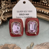 RETRO NOBLE ZIRCON GEOMETRIC LONG STUD EARRINGS_CWAJE1325