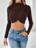 Ultra Short Half-Neck Long-Sleeve T-Shirt