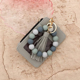 PATTERN PU CARD HOLDER WITH SILICONE BEAD CHAIN_CWAB4966