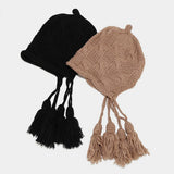 AUTUMN AND WINTER WOOL BALL KNITTED EARMUFFS HAT_CWAH1602
