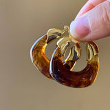 RETRO BROWN LIGHT LUXURY EARRINGS_CWASC1339