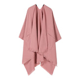 SOLID COLOR SHAWL POCKET WARM SCARF CAPE_CWASC2182