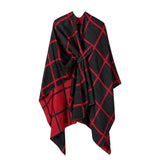 SOLID COLOR PLAID CAPE CLOAK PLAIN SHAWL_CWASC2257