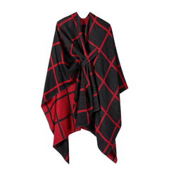 SIDE STRAP SHAWL PLAID SLIT CAPE WARM SCARF_CWASC2167
