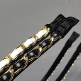 SIMPLE VINTAGE LEATHER METAL CHAIN FINE HEADBAND_CWAHA0637