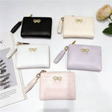 New Simple Solid Color Bow Tassel Zipper Wallet_Cwab06254