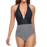 Womens Halter Backless One-Piece Swimsuit