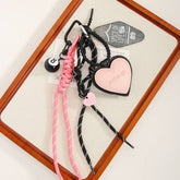 PINK PU HEART KEYCHAIN WITH NO 8 TAG CORD_CWMM7636
