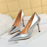 SIMPLE GLOSSY SHALLOW POINTED TOE SEXY HIGH HEELS_CWSHH0060