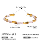 CLASSIC 18K GOLD BAMBOO PINK ENAMEL OPEN BANGLE_CWAJE4742