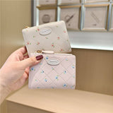 Floral Print Sweet Short Wallet Coin Purse_Cwab06198