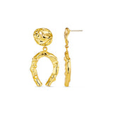 IRREGULAR HOOP HORSESHOE ZIRCON 18K GOLD EARRINGS_CWAJE5062