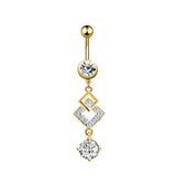 RHOMBUS CZ BELLY BUTTON RING PIERCING JEWELRY_CWMM9374