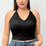 Solid Colored Knit Halter Tank Top