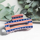 Cwaha1245_4Th Of July Flag 8Cm Rectangular Hair Claw Clip