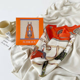 MINT MAMBO LOTUS PRINT SATIN SCARF GIFT FOR WOMEN_CWASC0813