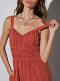 Solid Color Thin Straps Baggy Flared Jumpsuit